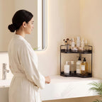2-Tier Corner Bathroom Counter Organizer for Storage, Black