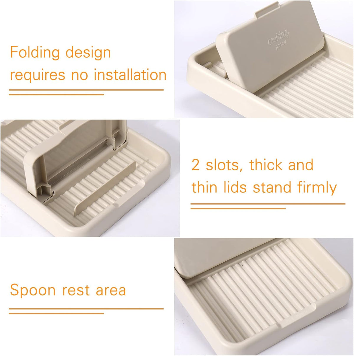 AIERSA Spoon Rest with Lid Holder for Stove Top (2 Pack) Spatula Ladle Pot Lid Utensil Rest for Countertop,Kitchen Gadgets Accessories for Cooking