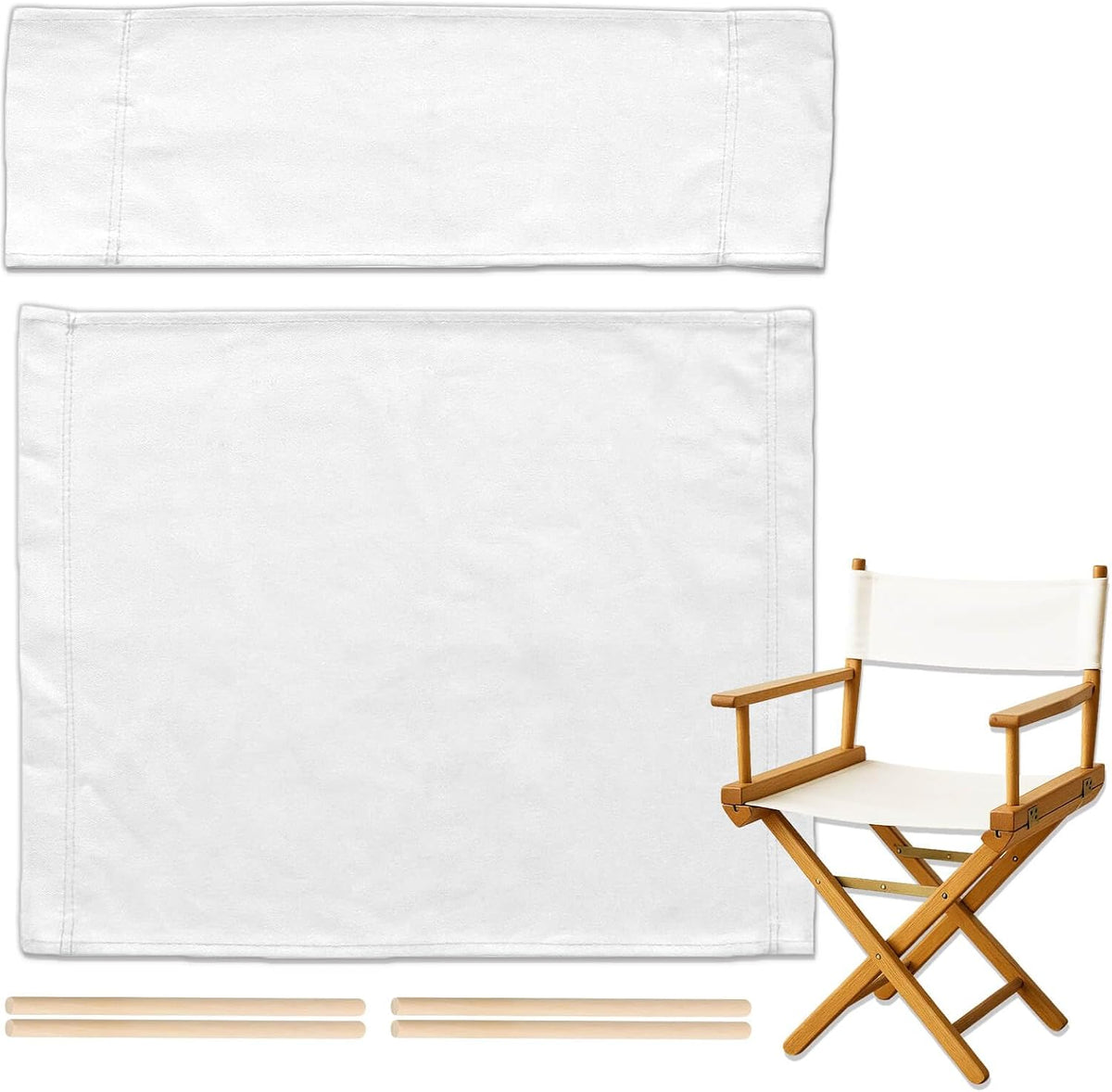 STAY GENT 2 Set Replacement Cover Canvas for Directors Chair, 20cm X 52cm + 52cm X 41cm, Grey