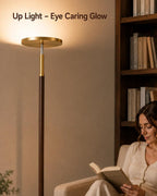 JOOFO Wood LED Torchiere Floor Lamp with Remote, 3000LM Dimmable