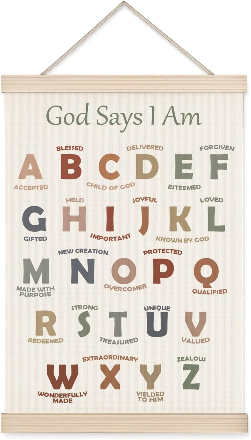 Woodland Christian Wall Art for Nursery, 11x17in Oxford Cloth Hanging Banner with Bible Verses, Woodland Animal Forest Theme Scripture Decor for Kids Bedroom, Prayer Room, Nursery & Spiritual Gifts