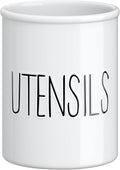 Barnyard Designs Ceramic Farmhouse Kitchen Utensil Holder 7" (White)