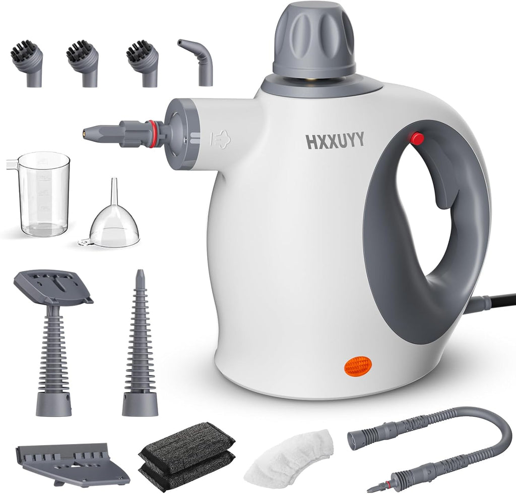 Multi-Surface Handheld Pressurized Steam Cleaner with 13 PCS Accessory ，Portable Steamer for Cleaning, Multipurpose Steam Cleaner for Home/Car/Bathroom/Grease/Upholstery/Floor/Grout and More (Green)