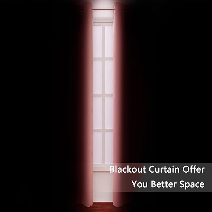 LEMOMO Blackout Curtains 42 x 84 inch/Coral Curtains Set of 2 Panels/Thermal - Image 3