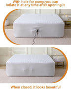 Bedecor Quilted Air Mattress Pad, Pump Access Zipper, Queen, White Oval