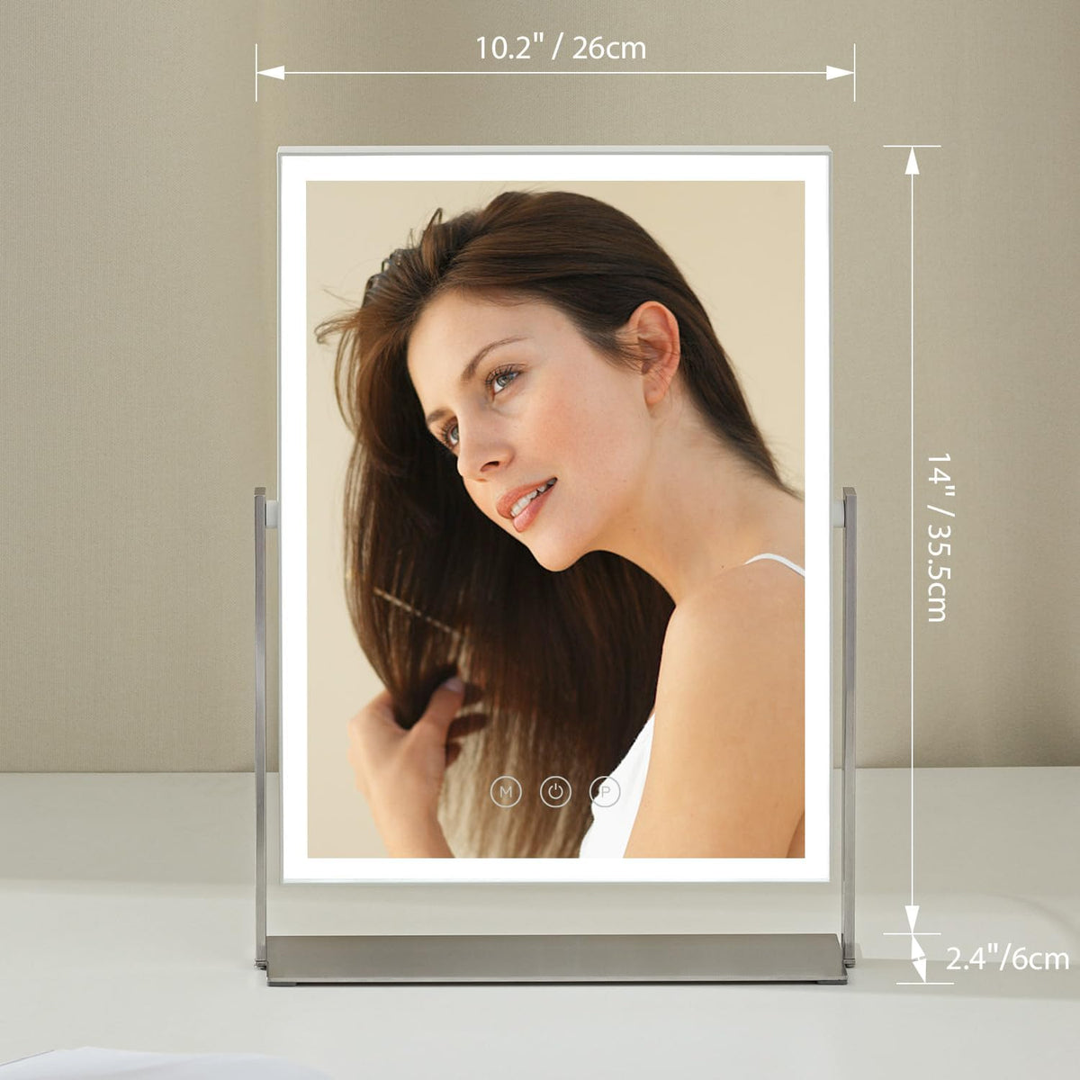 NEZZOE Rechargeable Makeup Mirror with Lights, 4000mAh Battery, 14"x10"