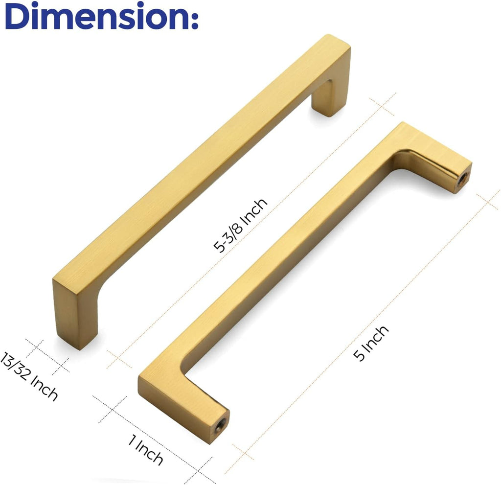 Ravinte Brushed Brass Solid Pulls Cabinet Handles 5 Inch 15 Pack