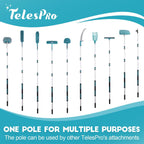 TelesPro 20 Feet High Reach Window Squeegee with 5-12Ft Extension Pole, Window Cleaner Tool with 3-Stage Telescoping Pole, Window Cleaning Kit with Rotatable Head (2 Squeegee & 2 Microfibre Cloths)
