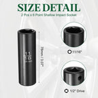 2Pcs 1/2" Drive 11/16 Inch 6 Point Deep Impact Socket 78mm Length
