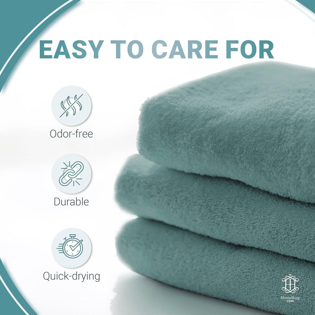 CORE 8-Piece Cotton Towel Set for Bathroom | Value Pack, Soft, Absorbent, Lightweight, Minimalist — 2 Bath Towels (27x54 in), 2 Hand Towels (16x24 in) & 4 Washcloths (12x12 in), Soft Teal