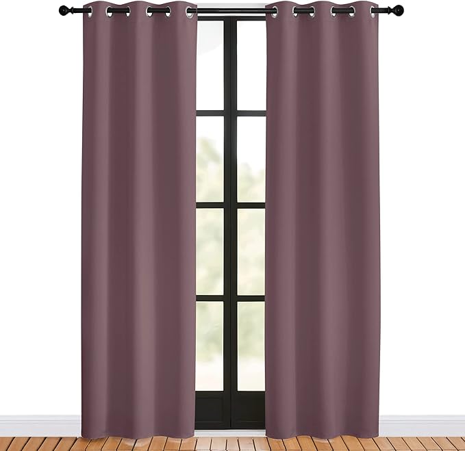 NICETOWN Blackout Curtains for Bedroom, Dry Rose, 34 W by 80 L, Thermal - Image 2