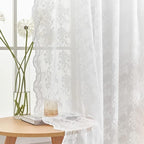 YJ YANJUN Vintage Lace Curtains White Sheer Curtains 96 inches Long 2 Panels - Image 3