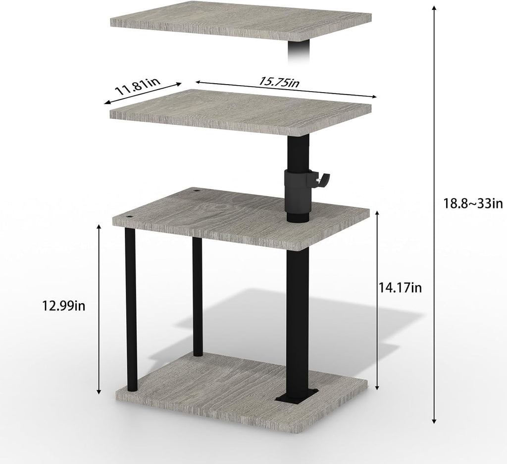 Faesun Swivel Side Table for Couch Arm, Height Adjustable C Table for Recliner or Bed, Tv Trays with Storage Shelf for Small Spaces- Small Nightstand Table for Living Room, Bedroom
