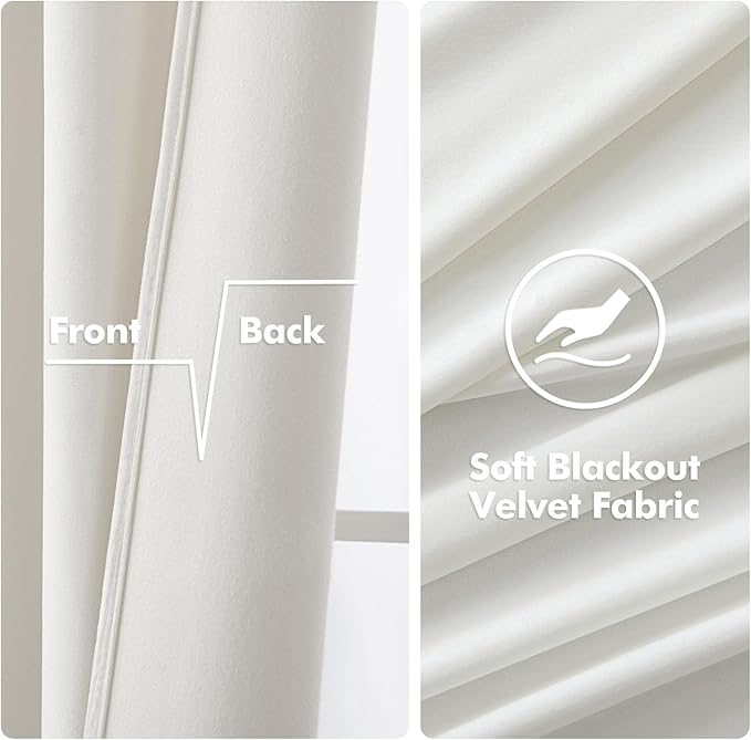 MIULEE Elegant Velvet Curtains Pure White Grommet Curtains Thermal Insulated - Image 3