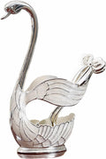 Decorative Gold Swan Base Holder with 6pcs Coffee Spoon Set - Creative Dessert Spoons,Silver