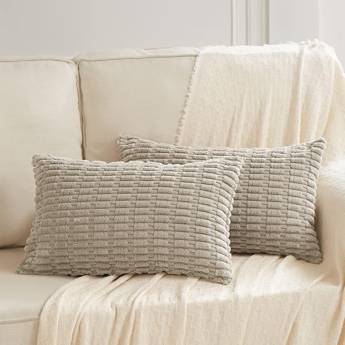 Fancy Homi 4 Packs Taupe Decorative Throw Pillow Covers 12x20 Inch - Image 6