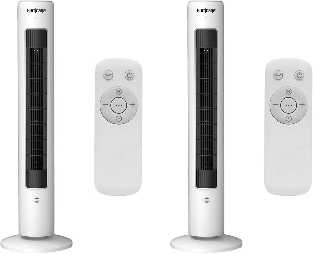 Hurricane Triple Action Air Enhancing Tower Fan, White, 40in, 2 Pack