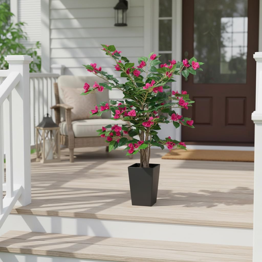 Aveyas 3ft Artificial Bougainvillea Tree with Flowers, 3 ft Faux Floor Plant Fake Silk Blooming Trees with Pot for Indoor Outdoor Home Decor,House Living Room Office (3 Feet Tall Including Raised Pot)