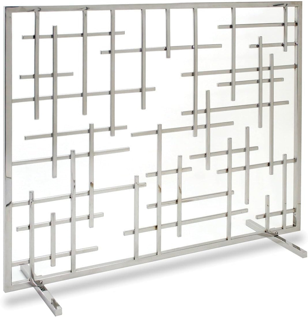 Pilgrim Home and Hearth 18332 Contemporary Summer Screen, Black with Brass Accents
