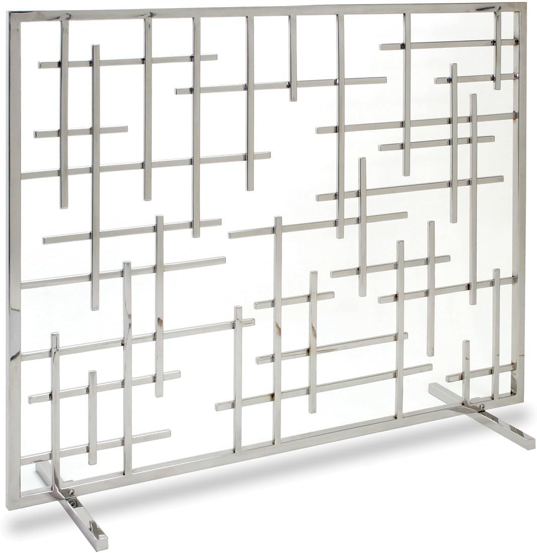 Pilgrim Home and Hearth 18332 Contemporary Summer Screen, Black with Brass Accents