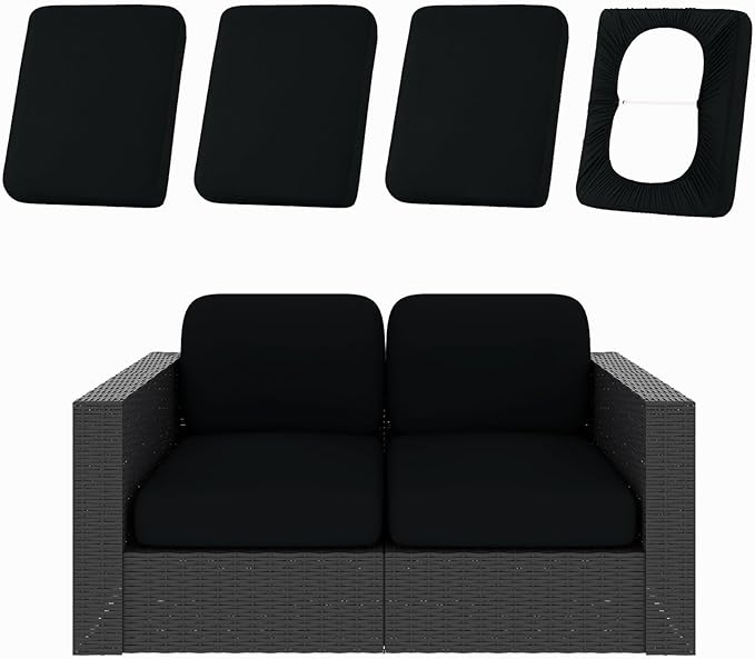 hyha 4Pcs Patio Cushion Covers, Stretch Outdoor Couch Cushion Covers Replacement by hyha