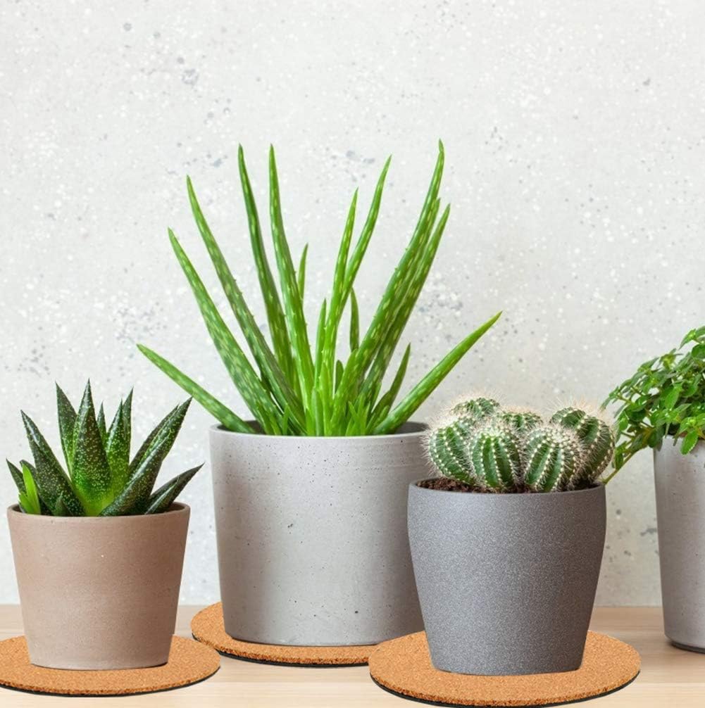 10 Pack 3 Sizes Cork Plant Coasters, 4/6/8 Inch Cork Plant Mats for Plants