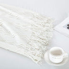 BOURINA Off White Throw Blanket 60x80 Inches Throw Textured Solid Soft Sofa - Image 3