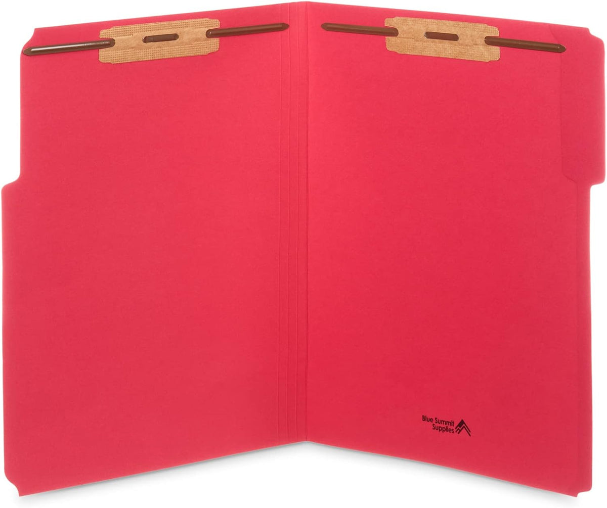 Blue Summit Supplies 50 Assorted Fastener File Folders, Letter, 2 Prong