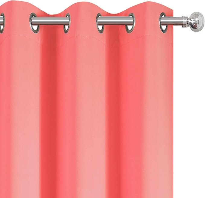 LEMOMO Blackout Curtains 52 x 90 Inch Long Coral Curtains Set of 2 Panels Room - Image 6