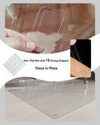 【16 Anti-Slip Stickers Included】 2'×4' Clear Plastic Floor Runner, Waterproof Clear Carpet Runner, Wipeable Vinyl Runners, Non Slip Floor Runners for Kitchen, Outdoor, Easy Clean Rug Protector Mat