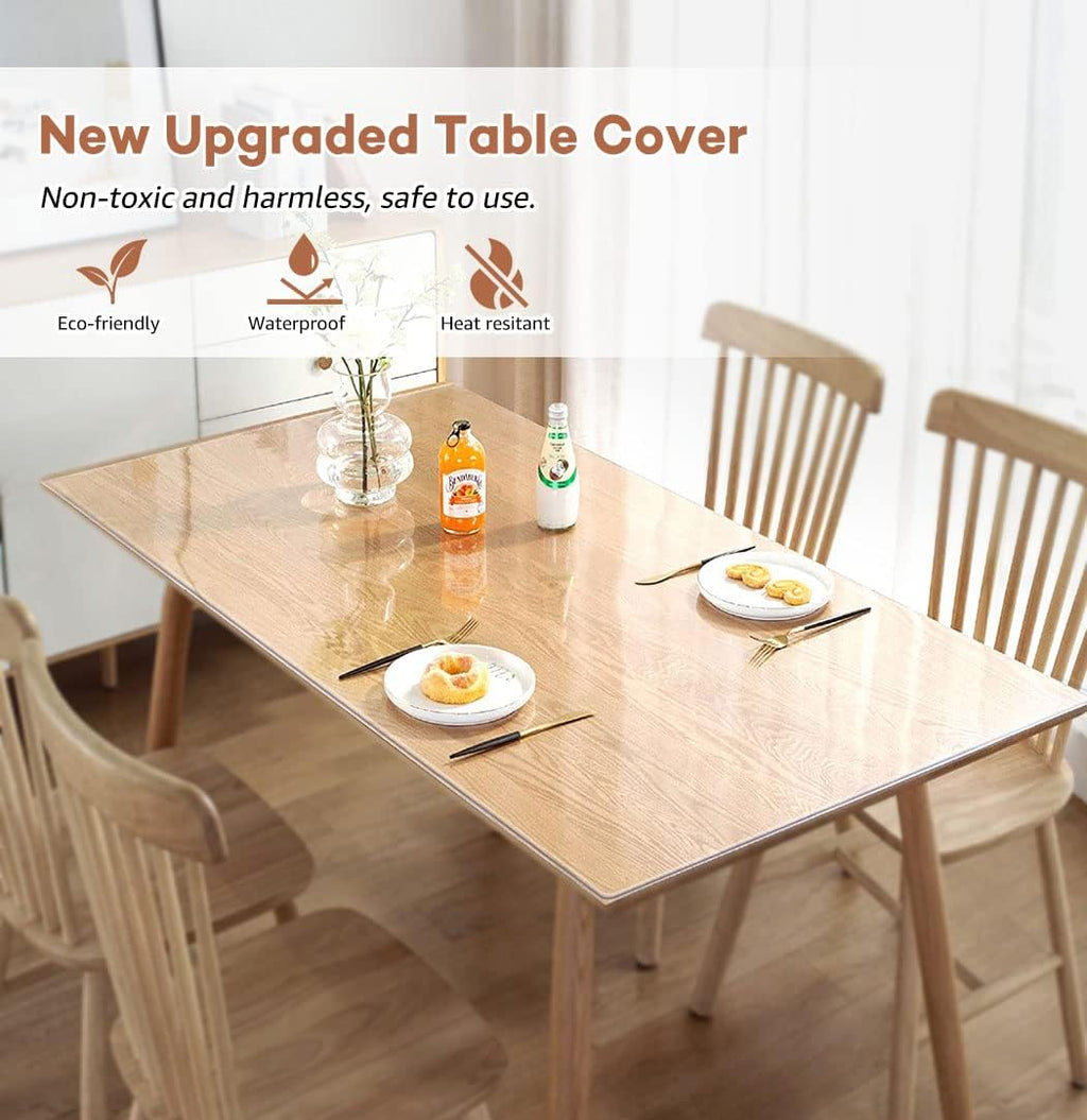 RostiKong 36 x 54 Inch Clear Table Cover Protector Rectangular Plastic Vinyl Roll Kitchen Dining Room Table Cloths Office Desk Pad Kitchen Floor Highchair Mat Outdoor Party Tablecloth Picnic Table Mat