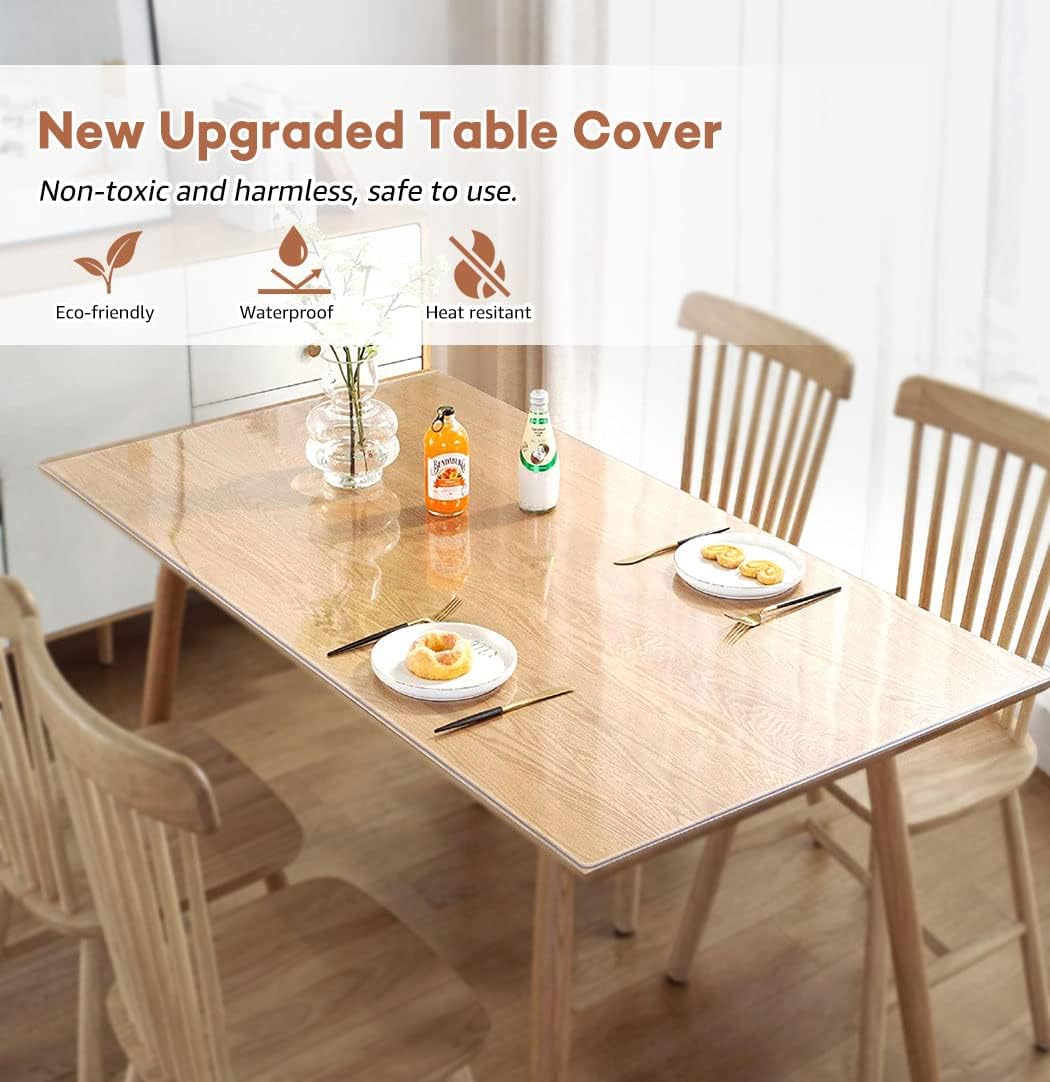 RostiKong 36 x 54 Inch Clear Table Cover Protector Rectangular Plastic Vinyl Roll Kitchen Dining Room Table Cloths Office Desk Pad Kitchen Floor Highchair Mat Outdoor Party Tablecloth Picnic Table Mat