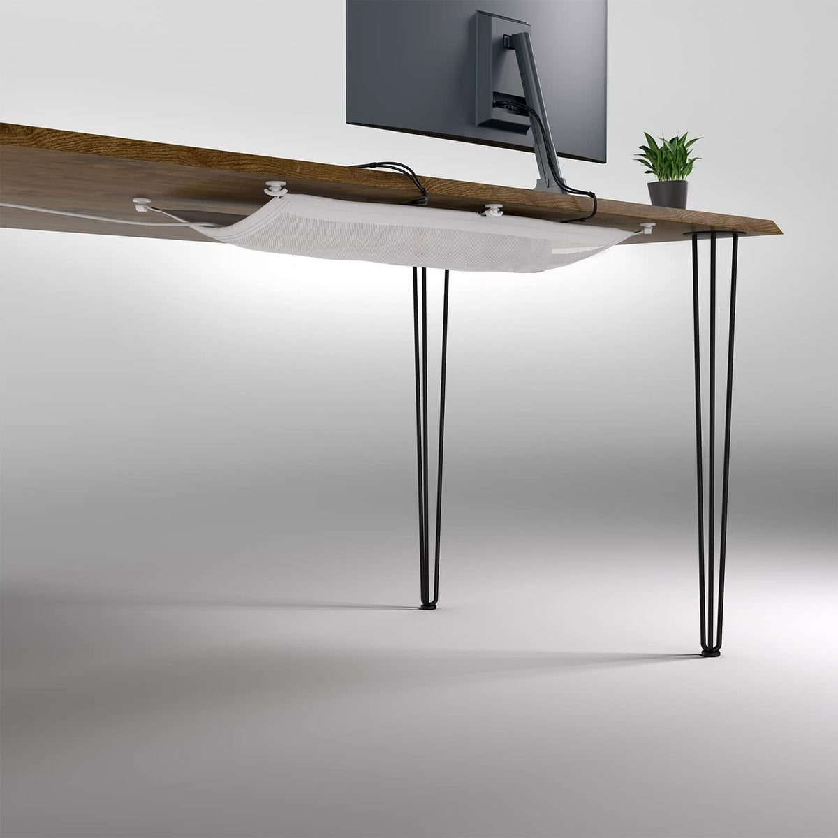 Cable Management net - Under Desk Wire Management - Flexible Under Desk Cable Management Tray White