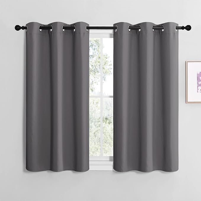 NICETOWN Grey Blackout Cafe Curtain Panels by NICETOWN