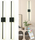Depuley Wall Sconces Battery Operated: Set of 2 Wireless Wall Lights with Remote for Bedroom - Rechargeable 15 Colors Black Wall Lamp for Living Room Hallway Home Decor