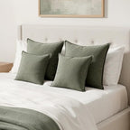MIULEE Decorative Linen Euro Sham Pillow Covers 24x24 Inch Olive Green Boho - Image 3