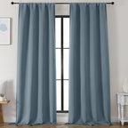 Simplebrand Ava Stone Blue Blackout Curtains by Simplebrand