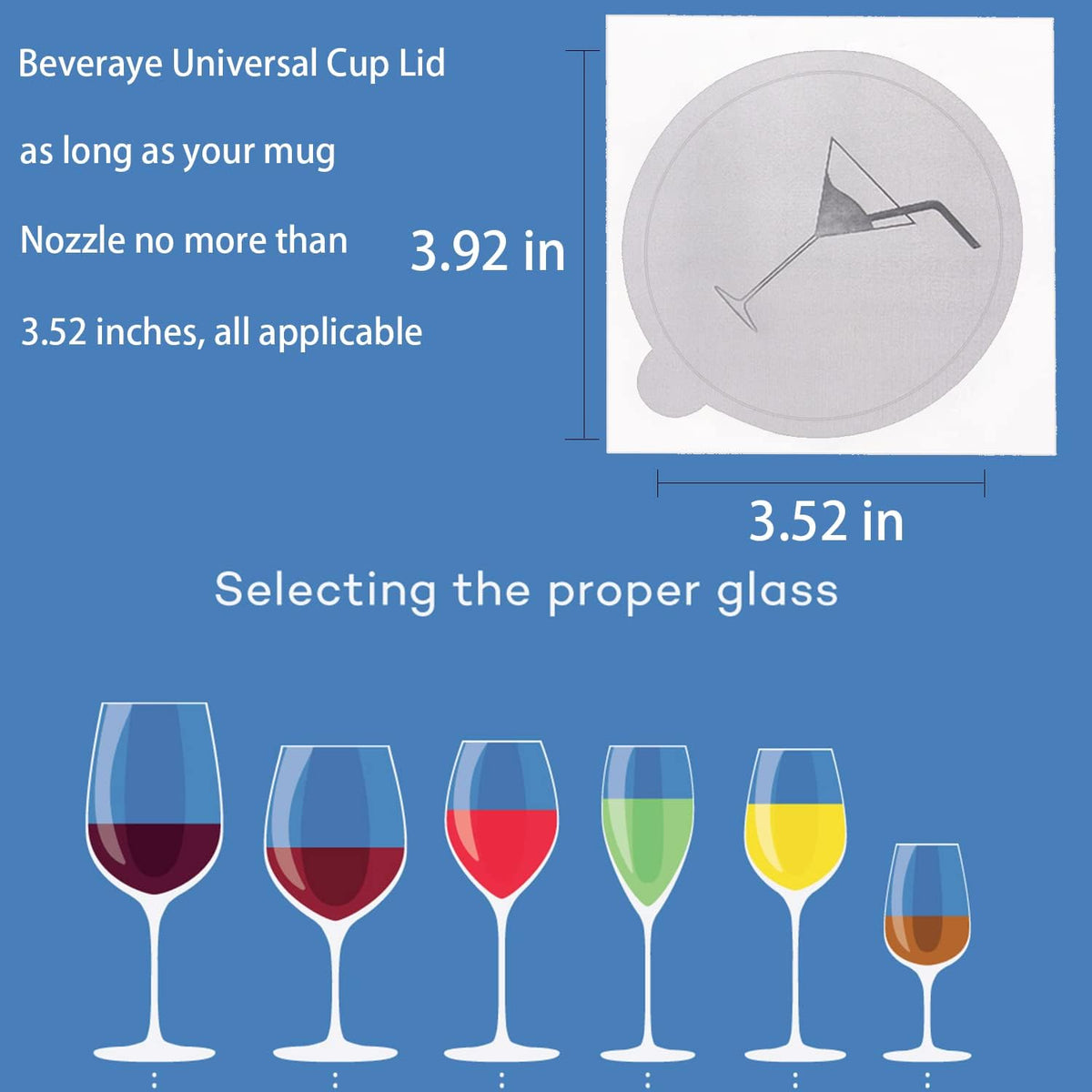Drink Protection Cap 100 Pack,drink covers for alcohol protection，Universal Cup Lidfor wine glasses and tumblers. Easy to carry, night out, bar, party, (100 Pack)
