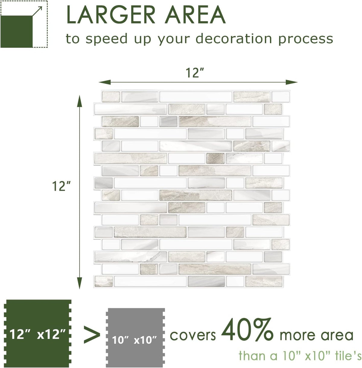STICKGOO Peel and Stick Wall Tile Self-Adhesive Backsplash Thicker Design