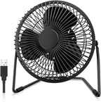 EasyAcc 5 Inch USB Desk Fan, Small USB Desk Fan, [Small Quiet Strong Airflow and 360° Rotating Personal Table Cooling Fan] USB Powered Portable Fan, 2 Speed（3.3~4.1 M/S Black (USB POWERED ONLY)