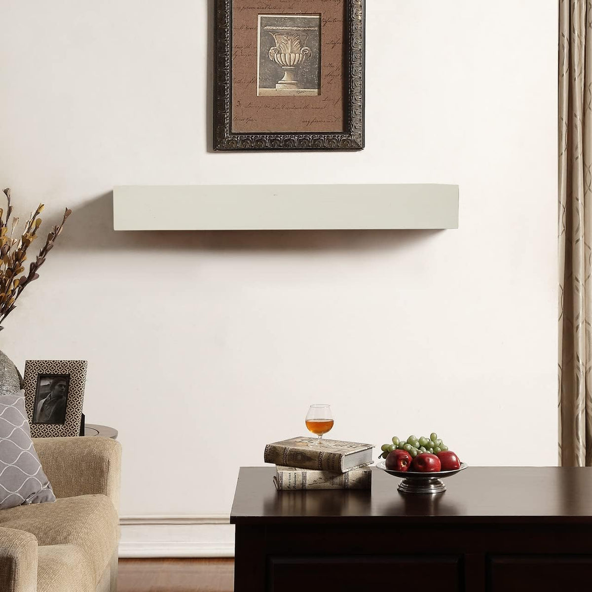 Duluth Forge 48-Inch Fireplace Shelf Mantel with Corbels - Antique White Finish