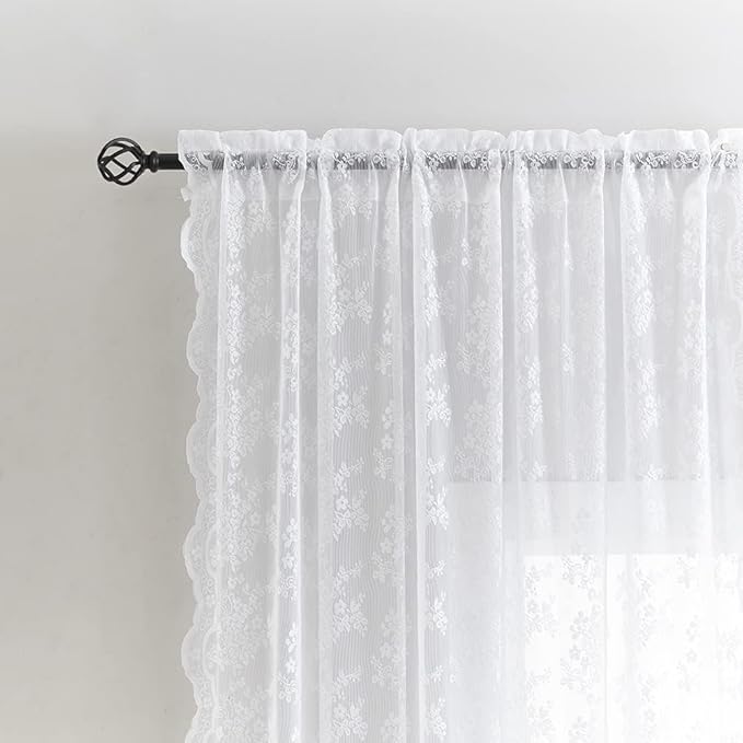 YJ YANJUN Vintage Lace Curtains 80 Inch Length - Image 2