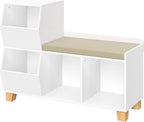 RiverRidge Kids Catch-All Cubby Storage Bench with Cushion, White