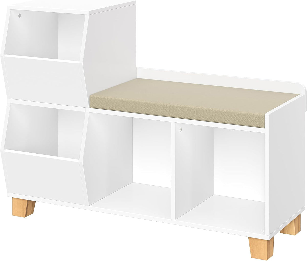 RiverRidge Kids Catch-All Cubby Storage Bench with Cushion, White