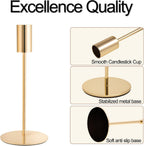 Gold Candlestick Holders, Taper Candle Holders, Set of 6, 3 Heights