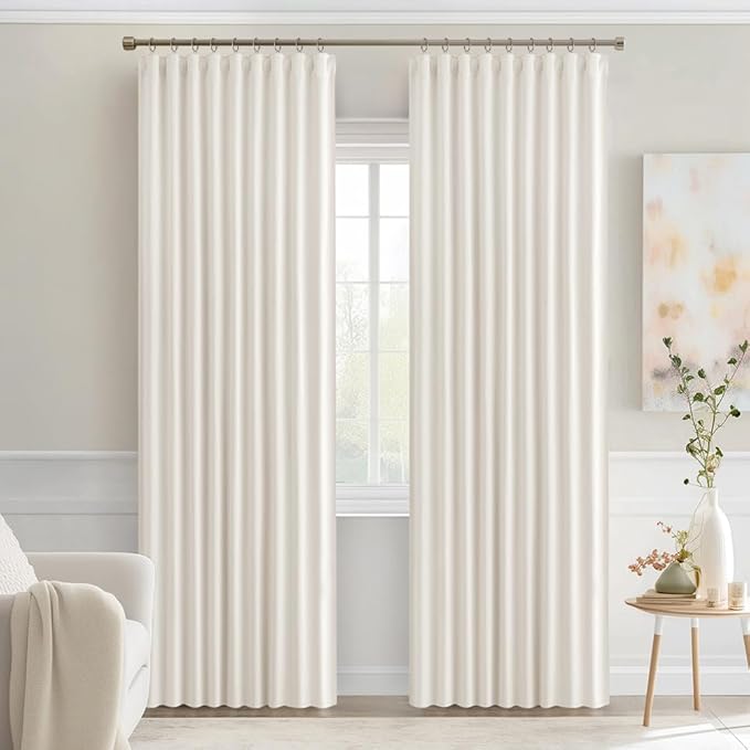 MIULEE Ivory Back Tab Blackout Curtains 84 Inch Length 2 Panels Set - Image 9