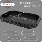 Hrastany Wood Rustic Serving Tray with Beads, Farmhouse Black Decorative Tray for Table Centerpiece, Christmas Wedding Halloween Home Decor
