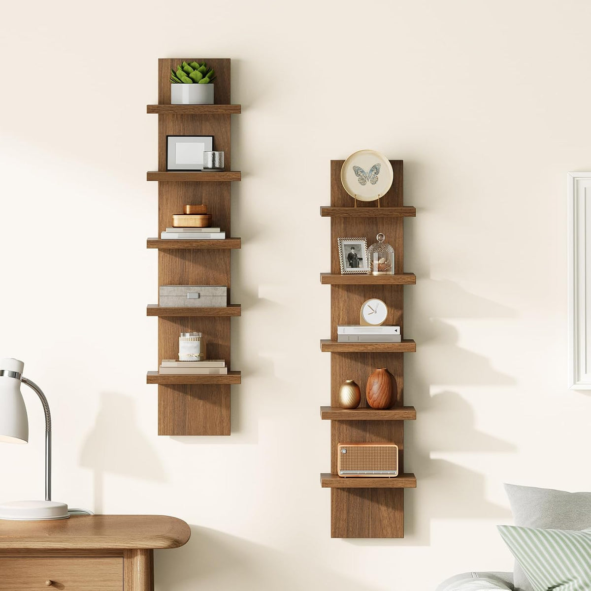 HOOBRO 5 Tier Wall Shelf Unit for Storage, 2 Pack Floating Shelves for Wall