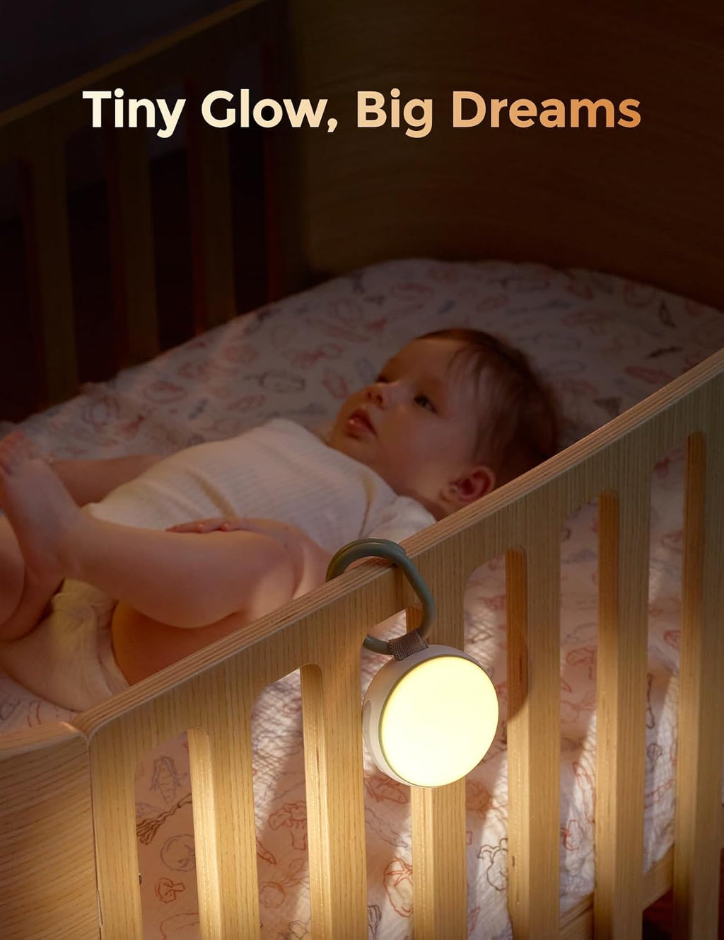 Momcozy Portable Sound Machine with Night Light, White Noise Sound Machine for Baby, 20 Soothing Sounds, Sound Therapy, Long-Lasting Power, Timer, Clips on Stroller, Grey
