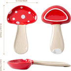 Ceramic Mushroom Spoon Rest, Farmhouse Spoon Holder, Red, 1PC